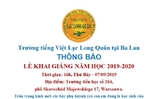 Thông báo Lễ Khai giảng năm học 2019 - 2020 của trường Tiếng Việt Lạc Long Quân tại Ba Lan Thông báo Lễ Khai giảng năm học 2019 - 2020 của trường Tiếng Việt Lạc Long Quân tại Ba Lan