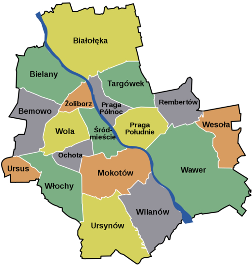 Các đơn vị hành chính trực thuộc thủ đô Warszawa 