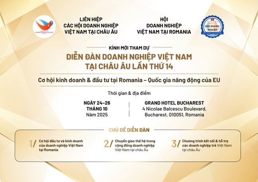 THƯ MỜI THAM DỰ
Diễn đàn Doanh nghiệp Việt Nam tại Châu Âu lần thứ 14